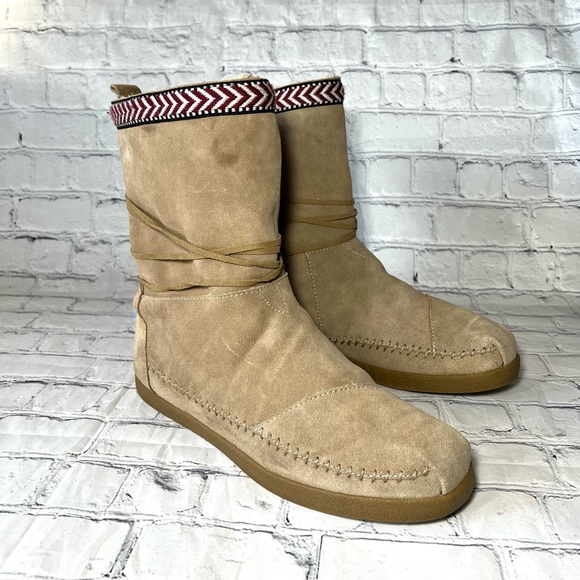 TOMS Nepal Suede Fur Lined Boots Sz 10 - Picture 1 of 10